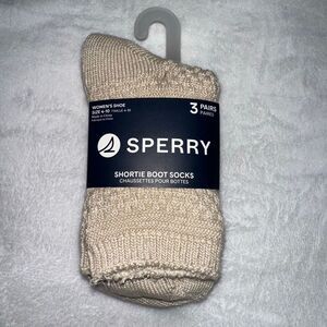 Sperry Women’s Shortie Boot Socks - 3 Pairs - Textured Tan Pink Burgundy NWT